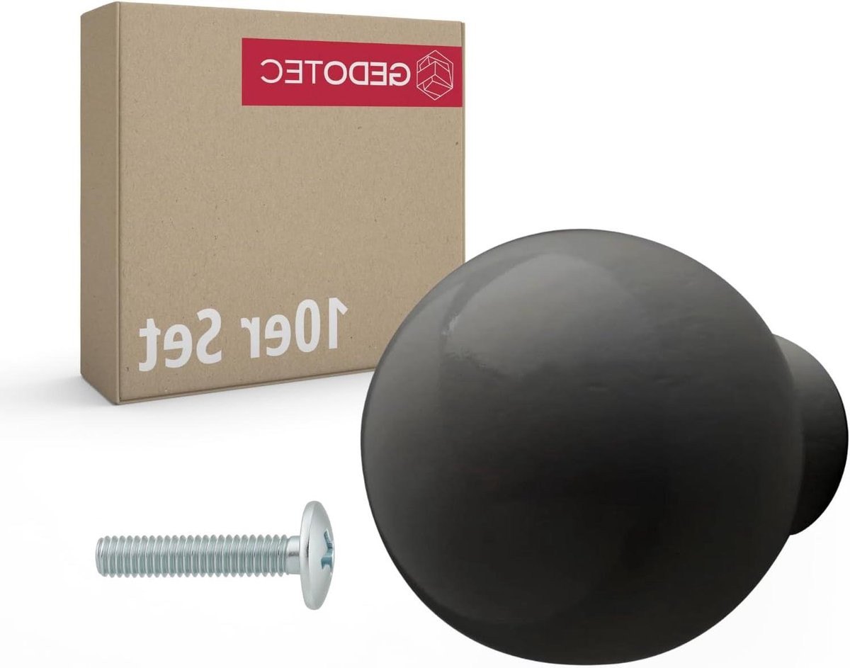Meubelknop Rond - Massief Hout - Zwart Gelakt - Ø 23 mm