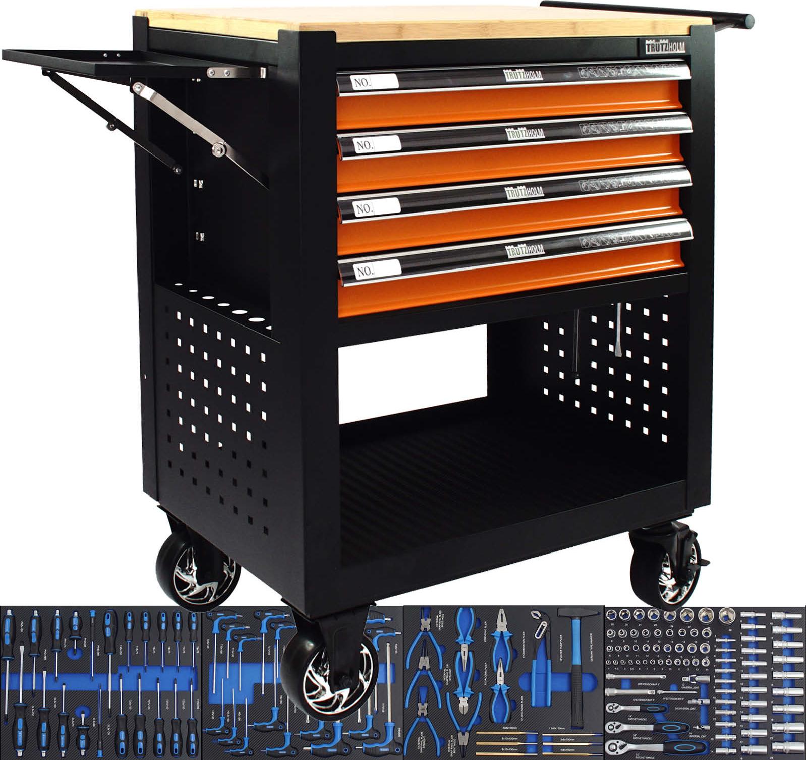 Werkstattwagen Profi Compact bestückt 91 x 68 x 46 cm 4 Schubladen mit148tlg. CV-Werkzeug Ablage