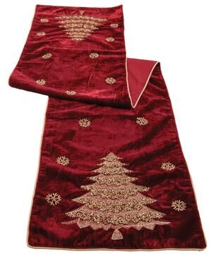 Melrose International "Embroidered Pine Tree Table Runner 72""L"