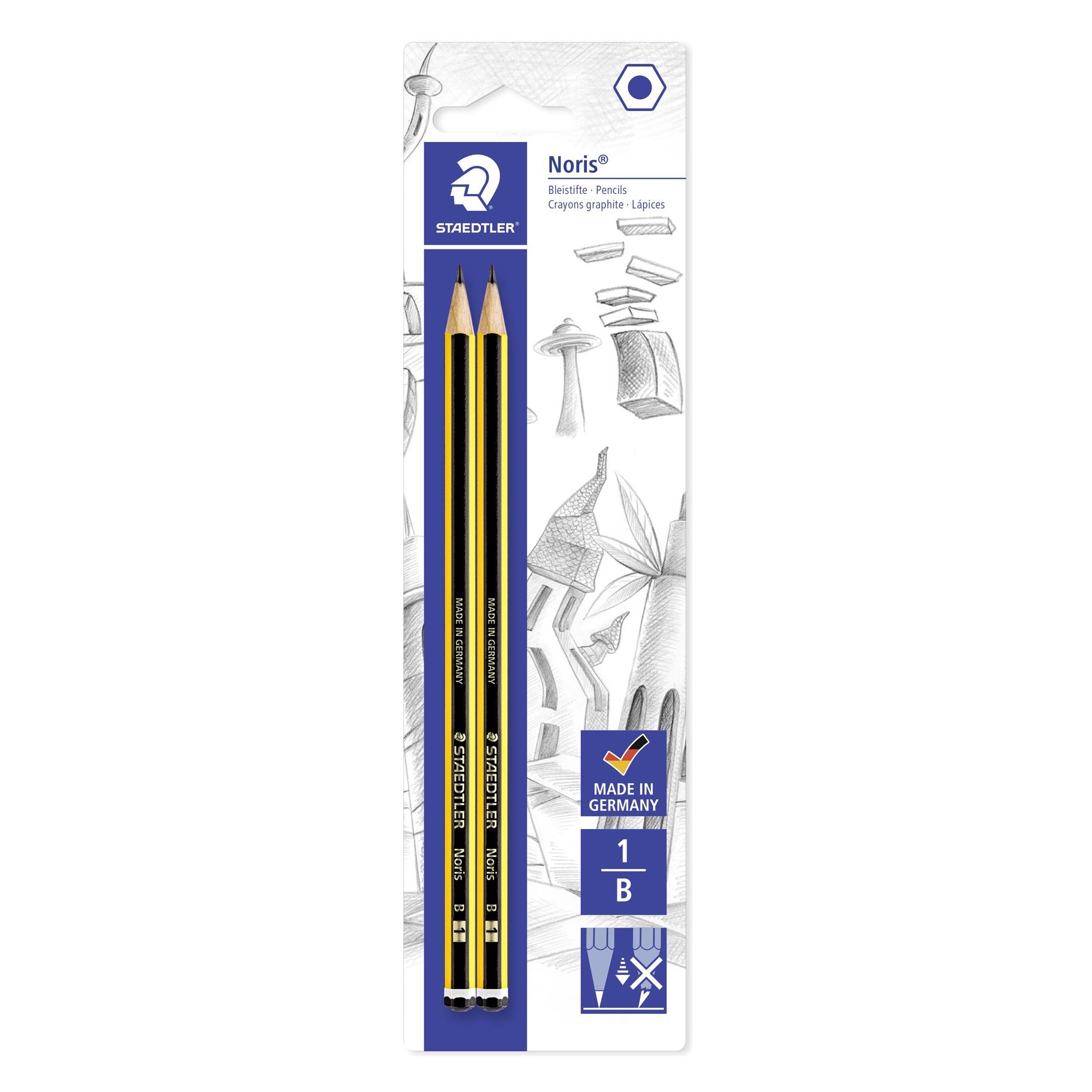 Staedtler Noris 120 Bleistift Blisterkarte mit 2 Bleistiften B (2 mm, B, 2x) (120-1 BK2D)