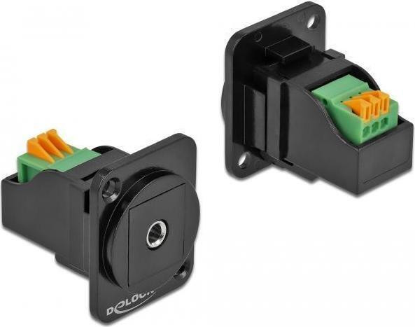 Delock D-type module 3,5 mm 3-polige stekkerbus naar schroefklemmenblok plat zwart