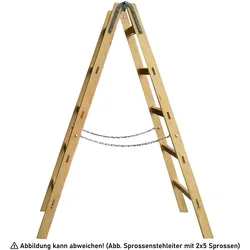 Holz Sprossenstehleiter mit Eimerhaken 2x4 Sprossen