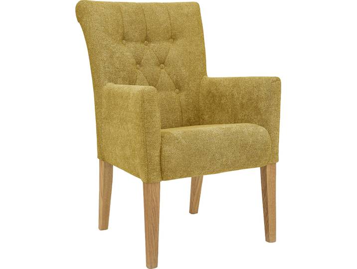 Esszimmerstuhl HOME AFFAIRE King , gelb (senffarben, natur), B:60cm H:92cm T:65cm, Polyester, Stühle, Esszimmerstuhl, Armlehnstuhl mit Knopfheftung, Polsterstuhl