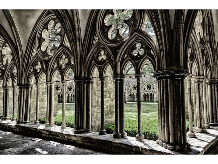 Fototapete PAPERMOON Mittelalterliche Kathedrale , bunt, B:4m L:2,6m, Vlies, Tapeten, Fototapete