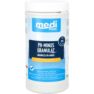 mediPOOL PH-Minus pH Minus, 100 % Natriumbisulfat, Granulat, für Pool und Whirlpool, schnellwirkend, Dose 1,5 kg