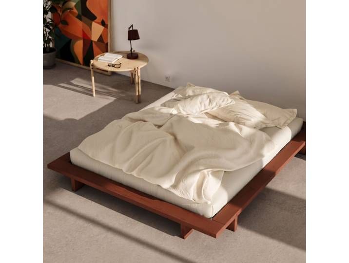 Lit futon 180x200 bois massif terracotta JAPAN