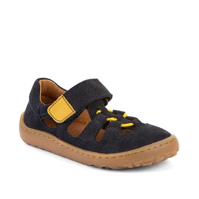 Sandale FRODDO "Barfußschuh", Mädchen, Gr. 29, chromfrei gegerbt, schwarz (dunkelblau), Veloursleder, Schuhe Sandale, Sommerschuh, Klettschuh, Sandale mit Klettverschluss
