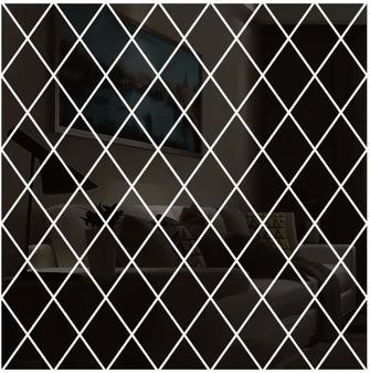 Inspire Curations 3D Rhombus Acrylic Mirror Wall Sticker Set black 50x100cm 32pcs