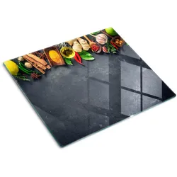 GLASPLATTE 60x52 cm Kräuter und Gewürze