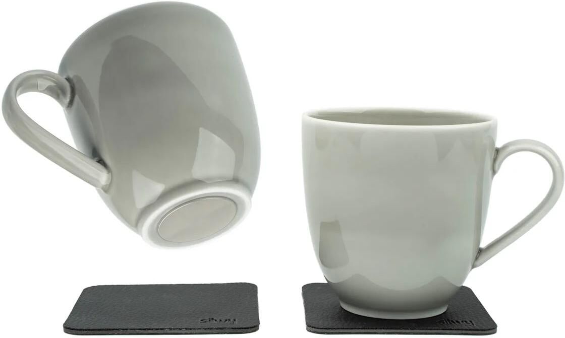 Tasse, grau (hellgrau), SILWY MAGNETIC SYSTEM, Trinkgefässe, Porzellan, Tasse hellgrau Einheitsgröße