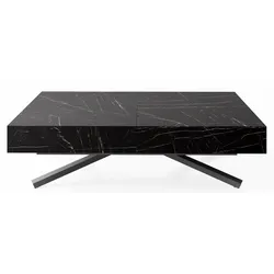 COUCHTISCH Cavetta X höhenverstellbar ausziehbar, Marmor Schwarz 120-200/80/27-76 cm