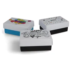 BUNTBOX Geschenkboxen-Set Geburtstag M 1,1 l - 17,0 x 11,0 x 6,0 cm weiß, blau, schwarz
