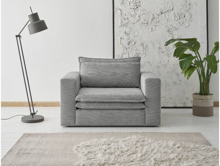 Loveseat HOME AFFAIRE PIAGGE , grau (hellgrau), B:125cm H:83cm T:91cm, Sessel, Loveseat, Hochwertiger Cord, trendiger Loveseat