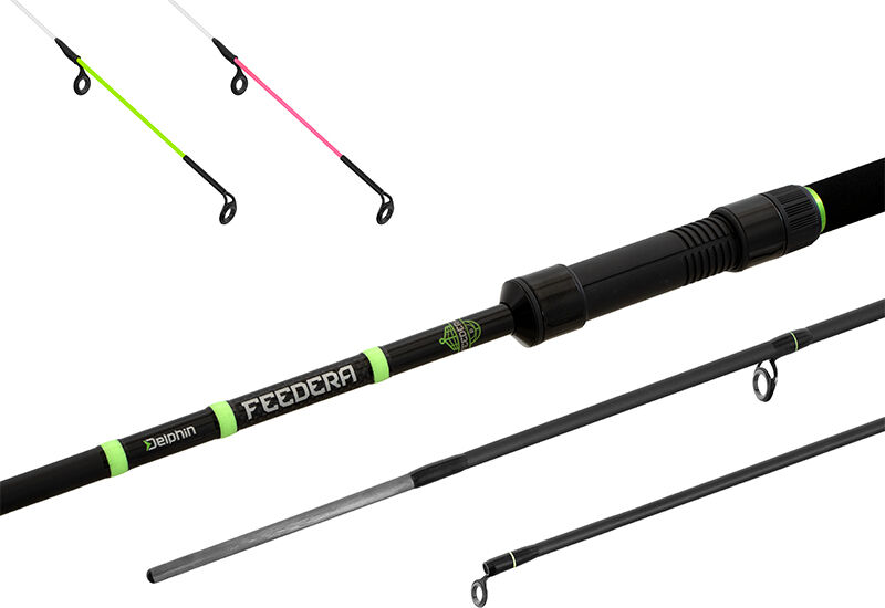 Canne Feeder Delphin FEEDERA + 2 scions 330cm/100g/3 pcs Gray, Beige, Green 330cm/100g/3 pcs