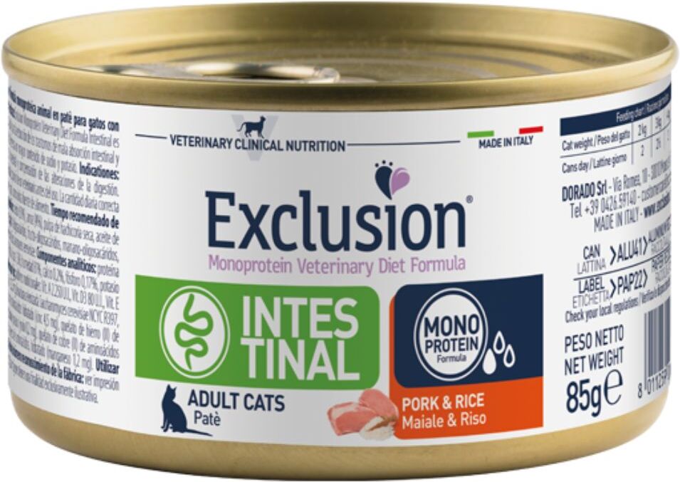 Exclusion 1 x 85 gr Intestinal Maiale e Riso per Gatti