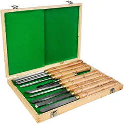 VEVOR Hochgeschwindigkeitsstahl mit Koffer kostenloser Meißel Stechbeitel Set 8 Stück Holz Schnitzwekzeug Meißelset für Holzschnitzerei