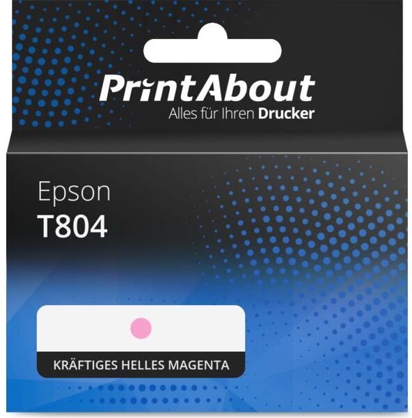 PrintAbout Druckerpatrone kompatibel mit Epson T804 (C13T804600) - Kräftiges helles Magenta