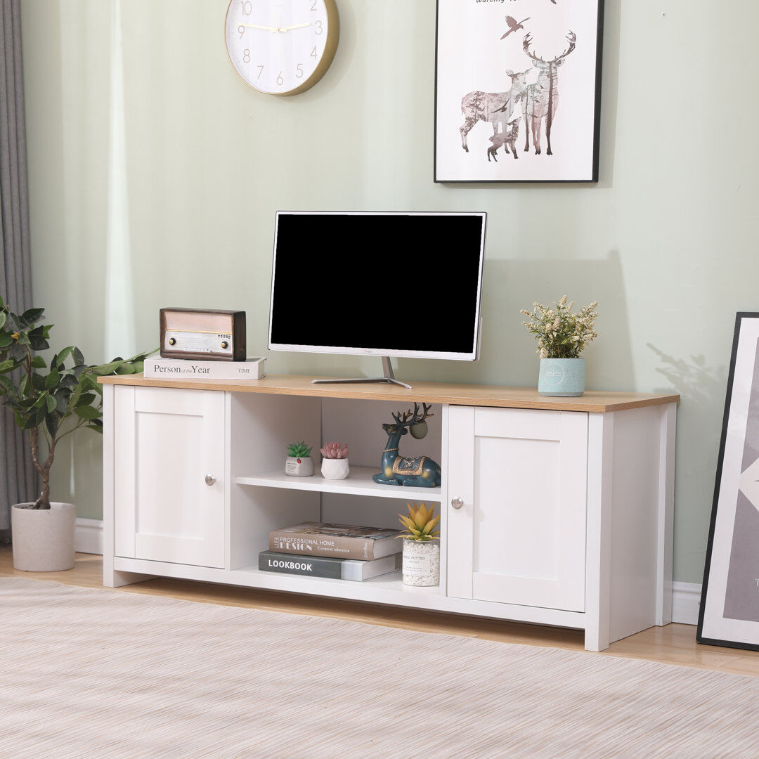 Rosalind Wheeler Dikomo TV Stand for TVs up to 55" White/Oak 55"