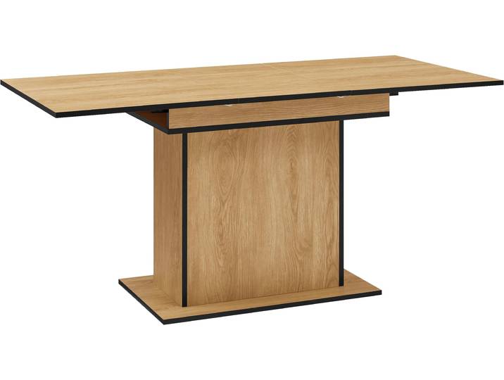 Esstisch OTTO HOME Isella , braun (natur, schwarz, natur), B:160cm H:76cm T:80cm, FSC MDF, Tische, Esstisch, ausziehbar, Stauraum im Mittelfuß mit Push-To-Open