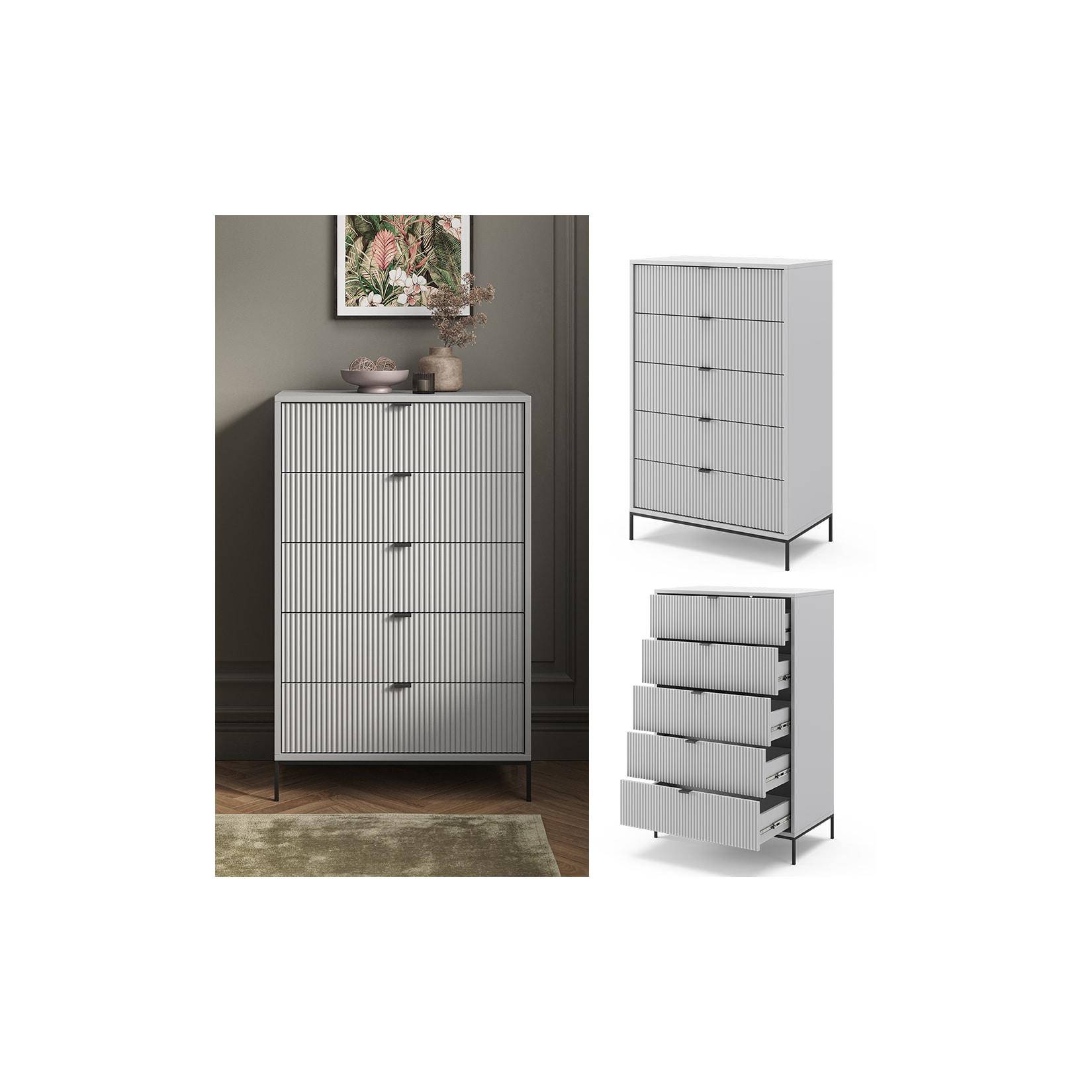 Vicco Kommode Eliza, Grau 76 x 42 cm, mit 5 Schubfächer, Wohnzimmer, Schlafzimmer