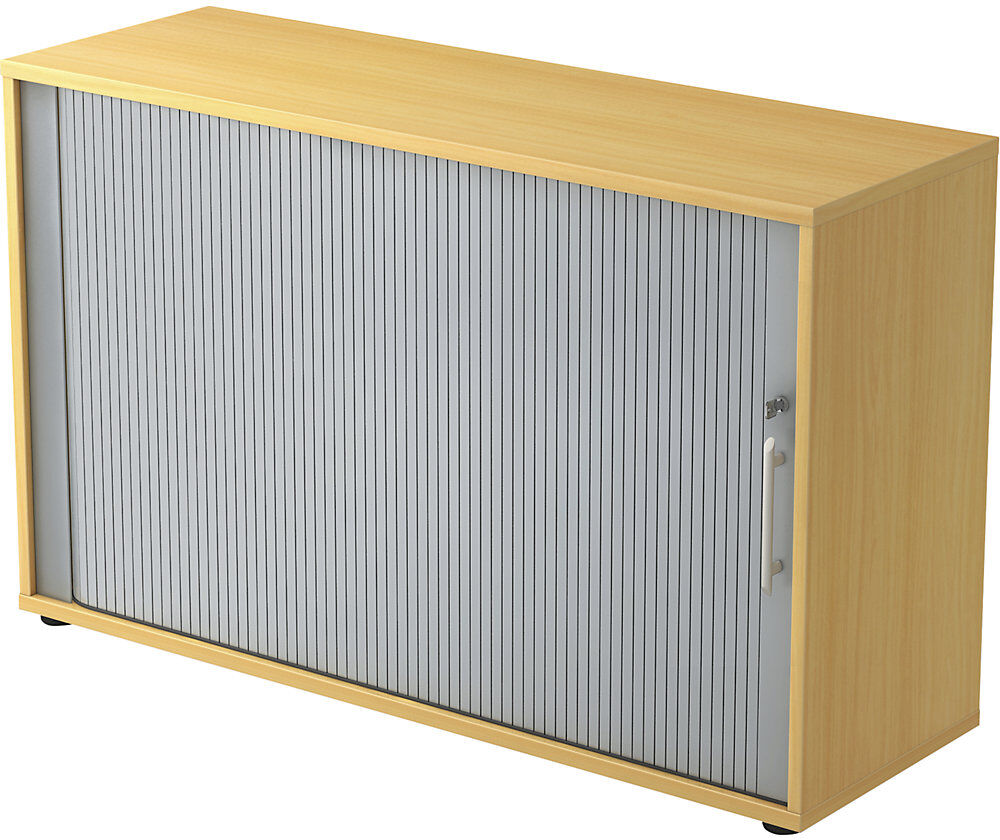kaiserkraft Querrollladenschrank, je 2 Fachböden, 1 Trennwand, Dekor Buche