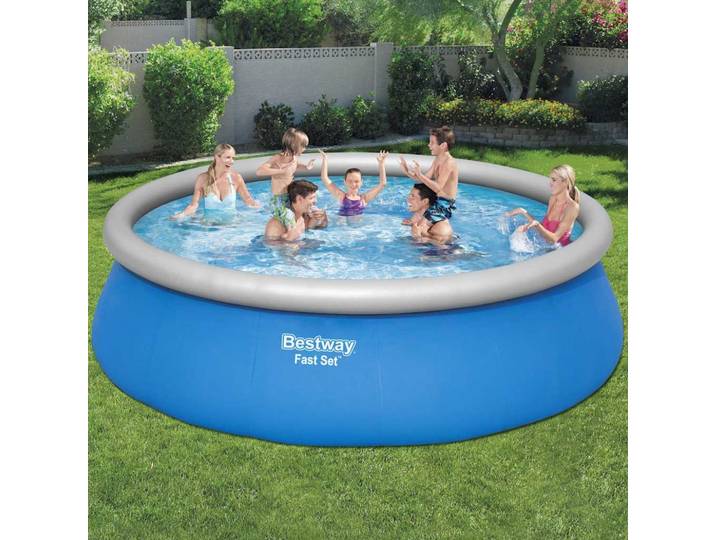 Piscine gonflable ronde Bestway Fast Set 457x122 cm, pour extérieur, jardin, jeux aquatiques, piscine familiale, loisirs aquatiques, fête aquatique d'été