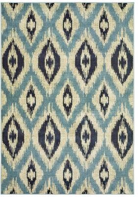 Vista Home Liliana Azul Vue Ikat Abract Trellis Area Rug