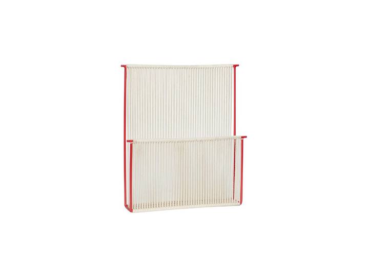 Porte-revues en coton beige, à suspendre, tiges en fer rouges - H