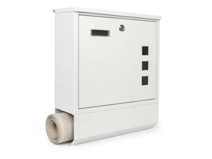 Relaxdays Boîte aux lettres avec porte-journaux\, coloris blanc 41 x 35 x 12\,5 cm\, 3 fenêtres\, porte-nom\, 4 clés