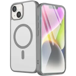 Avizar MagSafe-Schutzhülle für das iPhone 14 mit 2 gehärteten Glas-Schutzscheiben und 2 Kameraschutzfolien (Apple iPhone 14), Smartphone Hülle, Grau