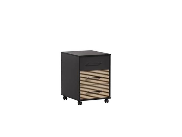 Schildmeyer Rollcontainer Hank 158264, Schwarzmatt/Akustikpaneel Optik, 40 x 50 x 57 cm
