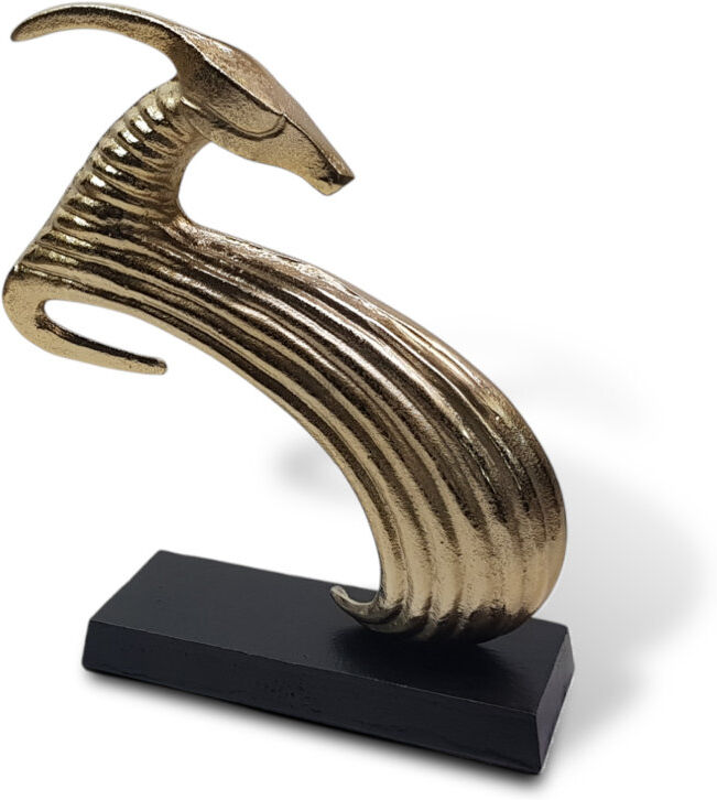 Fairmont Park Gold Bronze Aluminium Antelope Sculpture - Abstract Decorative Figure on Black Base for Home Accessories Gold 35cm H x 31cm W x 10cm D