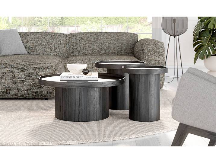 Table d’appoint BOURAPIL Ø 50cm Noir/Chêne noir