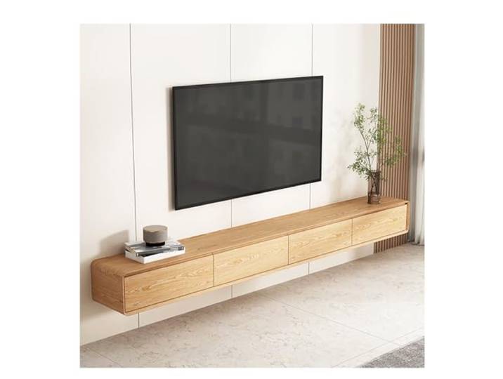 Hänge-TV-Ständer aus Massivholz Einfacher TV-Ständer für das Wohnzimmer Aus Massivholz mit klarer Maserung Ausreichend Stauraum Geeignet für viele Gelegenheiten(Log Color,160 * 20 * 24cm)