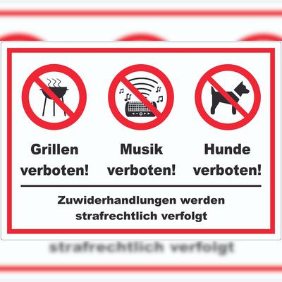 HB-Druck Grillen Musik Hund verboten Aufkleber A3 (297x420mm)
