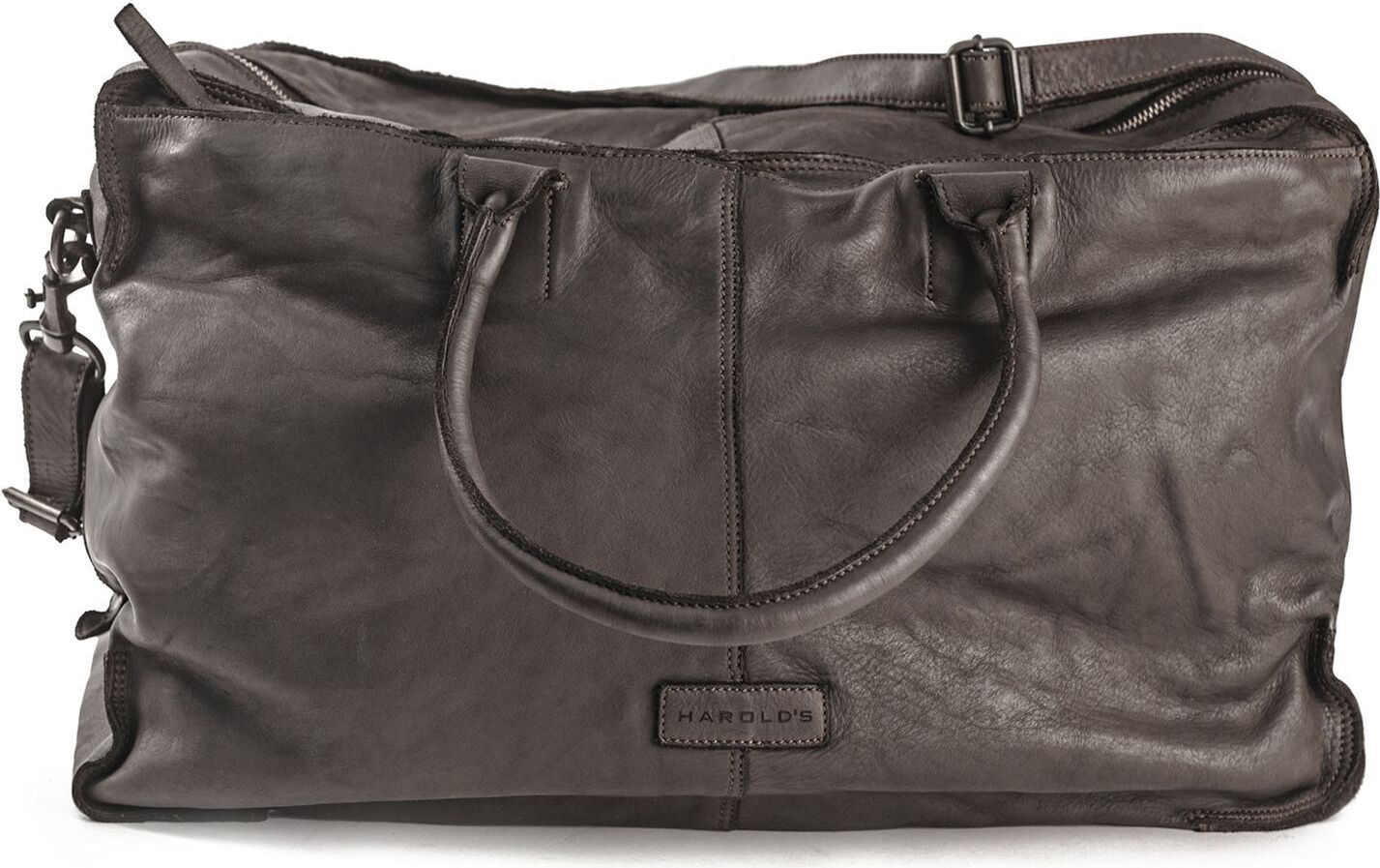 HAROLD'S Leder Reisetasche Submarine Travelbag Brown dunkelbraun