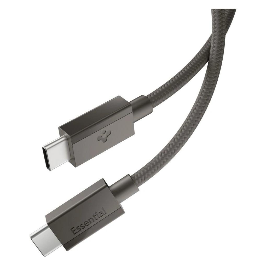 Spigen Essential USB-C-auf-USB-C-Kabel (60 W) mit Stoffummantelung, Gunmetal EB6015CC (1.50 m, 60 W) (ACA10418)