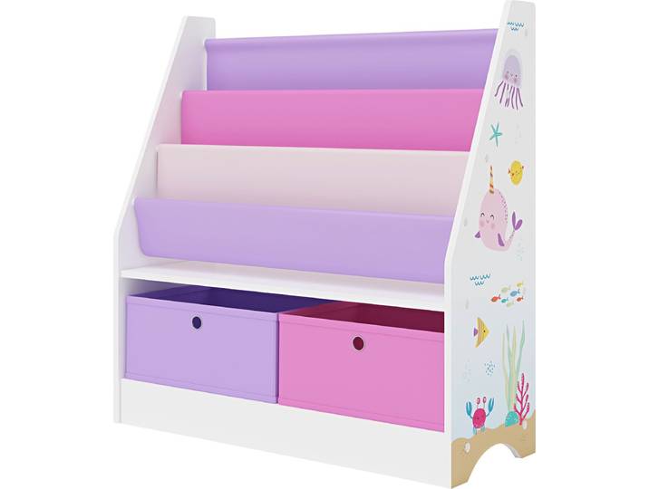 Kinderboekenkast Neda opbergkast 74x71x23 cm oceaan motief