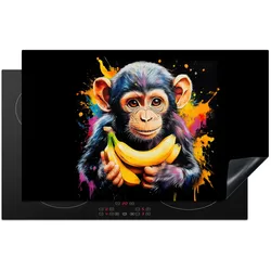 HERDABDECKPLATTE Affe - Graffiti - Farbenfroh - Bananen - Modern Induktionsmatte 83x51 cm