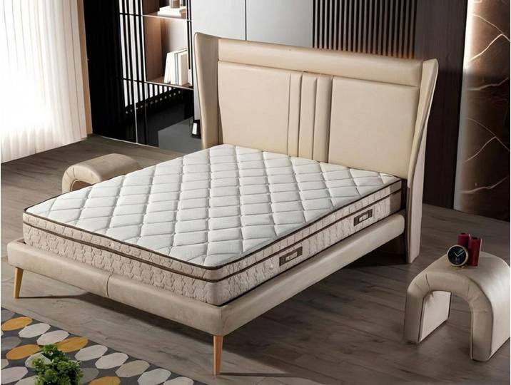 JVmoebel Boxspringbett Luxuriöses Boxspringbett Beige - Elegantes Design & Höchster Komfort, Made in Europe