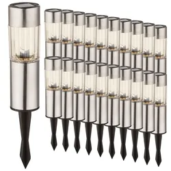 20 LED Edelstahl Solar Leuchten Steck Leuchten Erdspieß Außen Beleuchtung Akku