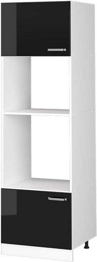 Famanu Mikrowellenschrank 60 cm - Schwarz Hochglanz/Weiß
