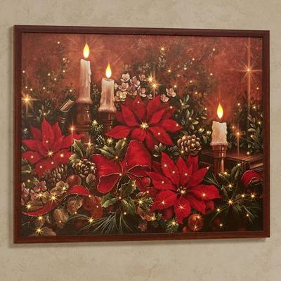 Raz Imports, Inc Poinsettia Lighted Framed Canvas Wall Art Red , Red
