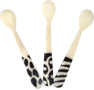 Global Crafts Handmade Natural Bone Batiked Appetizer Set, 3-Piece (Kenya)
