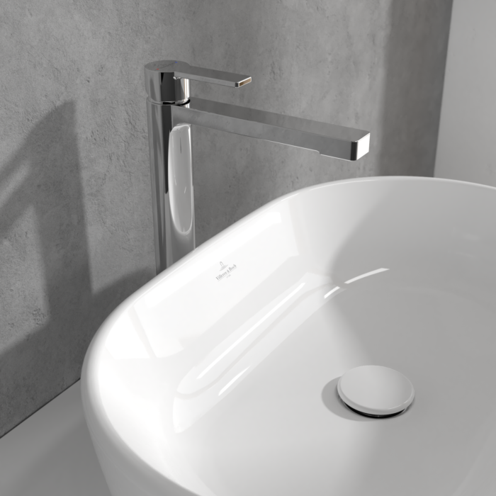Villeroy und Boch Architectura Waschtischarmatur TVW10300500061 erhöht, mit Push-Open-Ablaufgarnitur, chrom