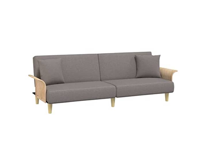 Todiikf Schlafsofa mit Armlehnen Klappbar Taupe Bettsofa 224 cm Vielseitiges Bettsofa für Wohnzimmer und Gästezimmer, verstellbare Rückenlehne, inklusive 2 Kissen, atmungsaktiver Stoff.
