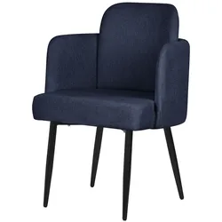 ML-Design Esszimmerstuhl Dunkelblau, Stoff, Armlehnen & Rattan-Optik Rückenlehne, Metallbeine, ergonomischer Polsterstuhl Esszimmer Küche