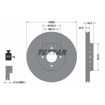 TEXTAR Bremsscheibe PRO 92254603 280mm 24mm für RENAULT SAMSUNG DACIA
