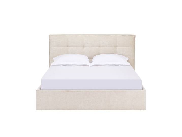 Lit coffre 140x190 cm tissu velours beige CORALIE