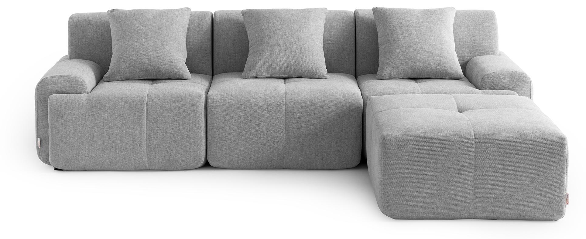 MILYSOFA SOFAMOUS 3-Sitzer-Modul-Ecksofa mit Chaiselongue, Chenille-Stoff in Mineralgrau